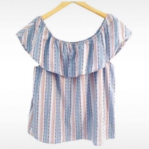 RD & Koko Multicolor Striped Off The Shoulder Ruffled Top, Size XL* (See Below) - Picture 2 of 7